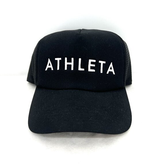 NWT Athleta Trucker Hat Black Embroidered Hat One Size - Picture 1 of 4